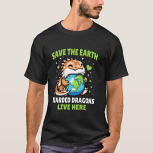 Save Earth Bearded Dragon Design Funny Animal Ear T-Shirt