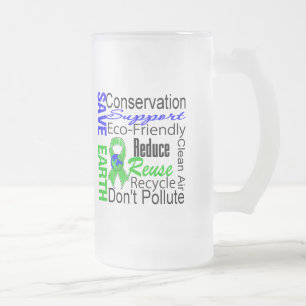 Save Earth Environment Awareness Collage Frosted Glass Beer Mug