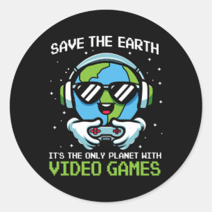 Save Earth Gamer Design - Funny Earth Day Video Ga Classic Round Sticker