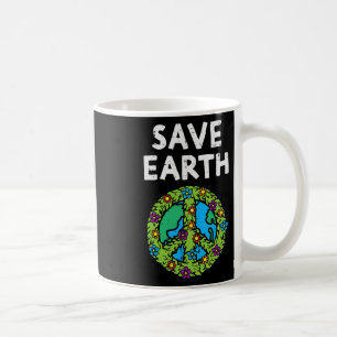 Save Earth Peace Symbol Sign Flowers Environmental Coffee Mug
