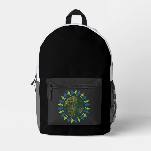save earth printed backpack (Front)