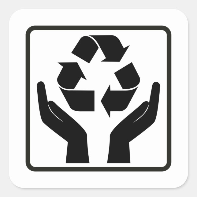 Save Earth Recycling black Symbol  Square Sticker (Front)