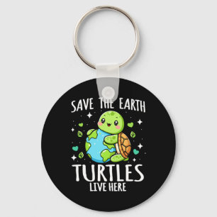 Save Earth Turtle Design - Funny Animal Earth Day Key Ring
