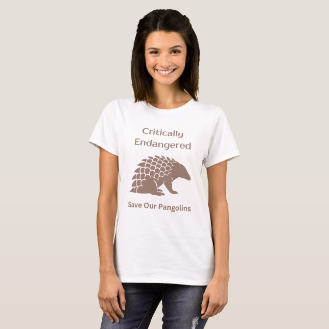 Save Endangered Asia Africa Pangolin Silhouette T-Shirt (Front Full)