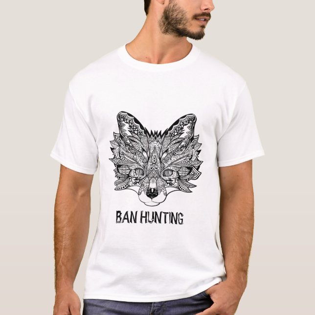 Save fox Ban Fox hunting Mandala Art  T-Shirt (Front)