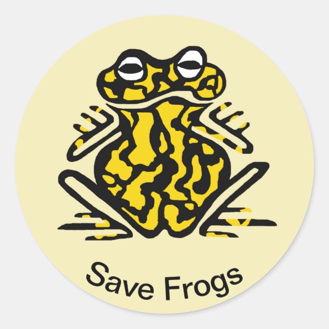 Save  FROGS- Amphibian  -Poisonous black & yellow  Classic Round Sticker (Front)