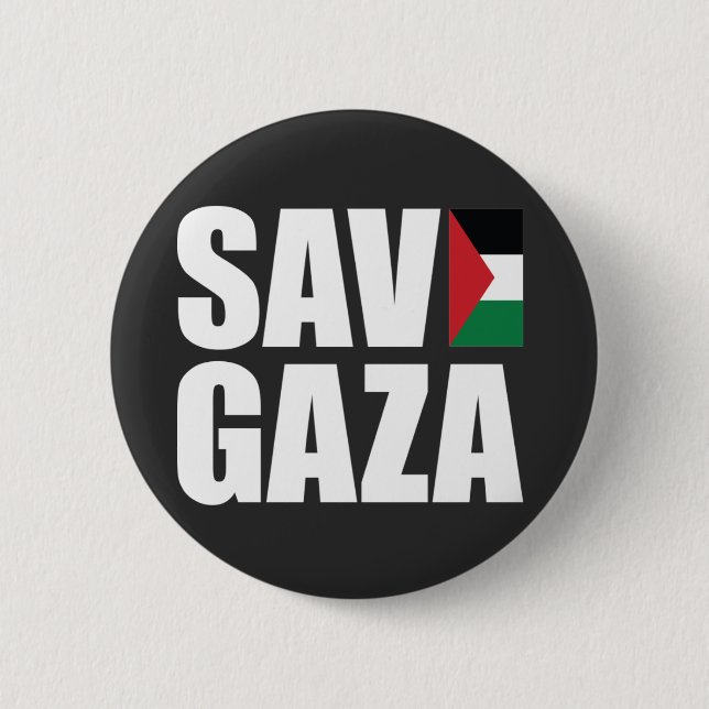 SAVE GAZA 6 CM ROUND BADGE (Front)
