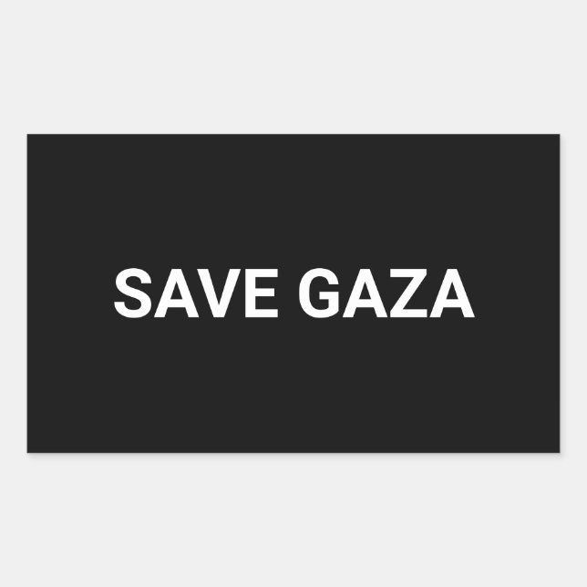 Save Gaza black white custom text minimalist Rectangular Sticker (Front)