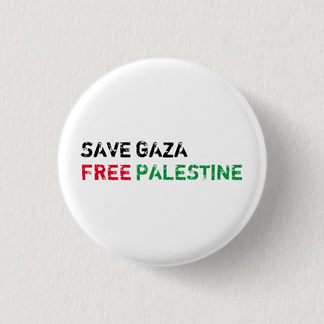 Save Gaza Free Palestine black red green white 3 Cm Round Badge (Front)