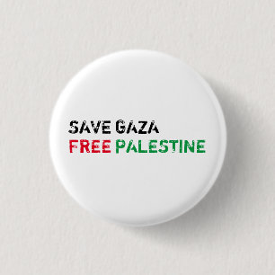 Save Gaza Free Palestine black red green white 3 Cm Round Badge