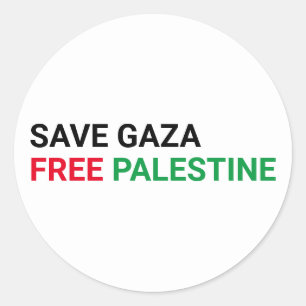 Save Gaza Free Palestine black red green white Classic Round Sticker