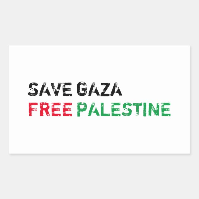 Save Gaza Free Palestine black red green white Rectangular Sticker (Front)