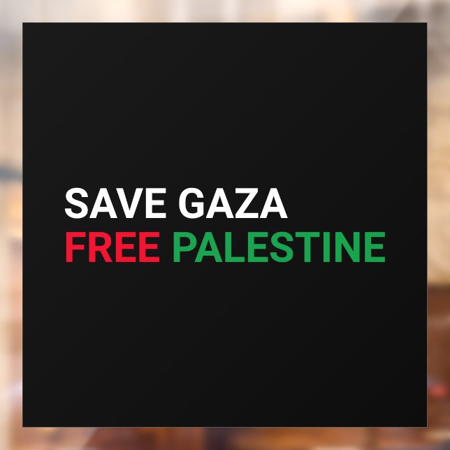 Save Gaza Free Palestine black white red green Window Cling (Sheet 2)