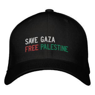 Save Gaza Free Palestine white red green black Embroidered Hat