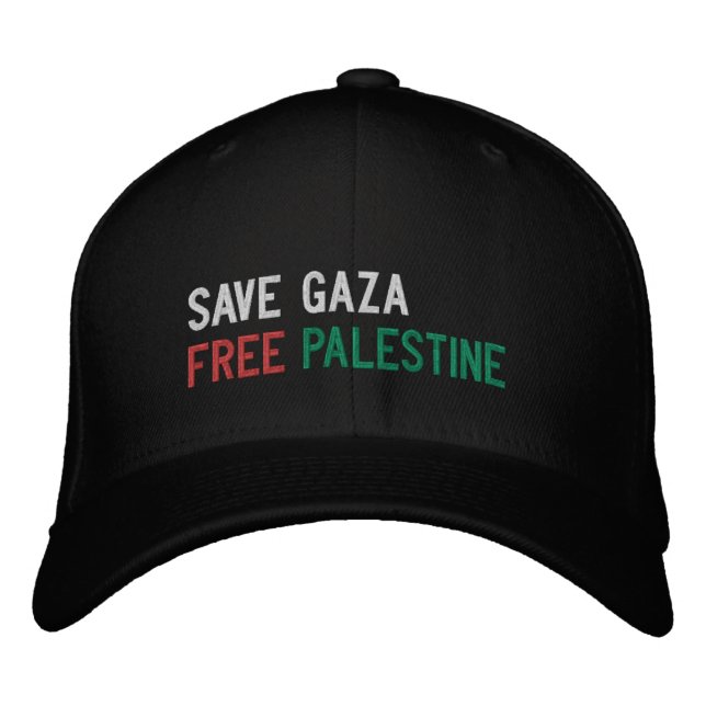 Save Gaza Free Palestine white red green black Embroidered Hat (Front)