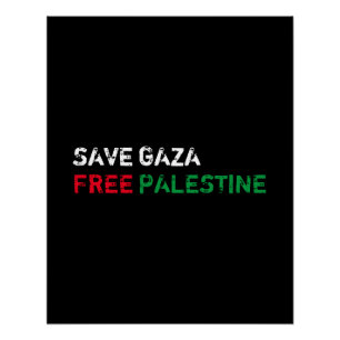 Save Gaza Free Palestine white red green black Poster
