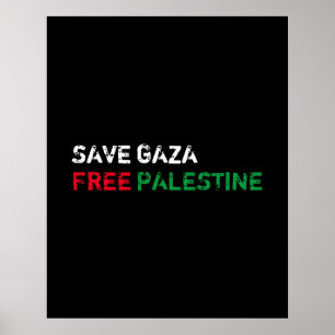 Save Gaza Free Palestine white red green black Poster
