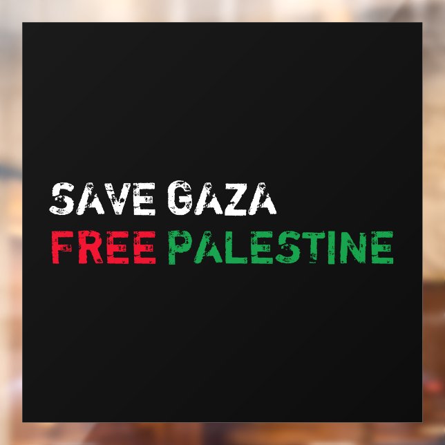Save Gaza Free Palestine white red green black Window Cling (Sheet 2)