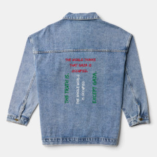 Save Gaza T-shirt, Free Palestine Tee - Flag Colou Denim Jacket