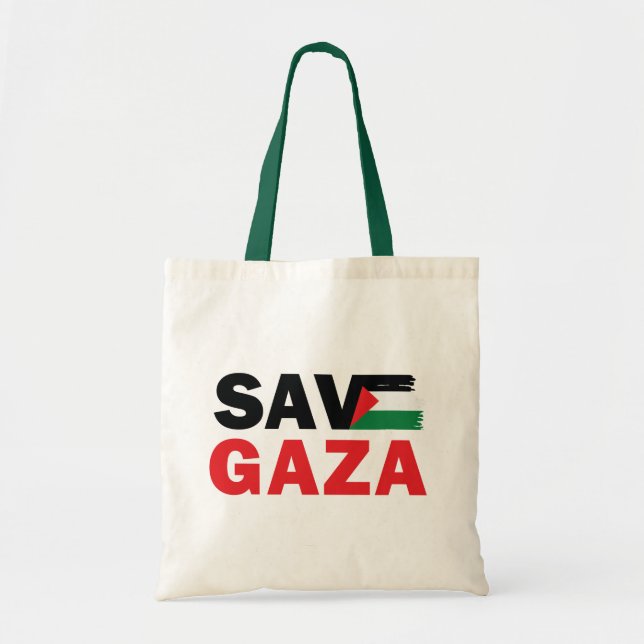 Save GAZA with Palestinian flag customised Tote Bag (Front)