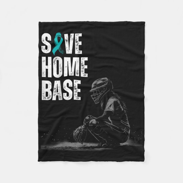 Save Home Base Baseball Player Ovarian Cancer Awar Fleece Blanket (Front)