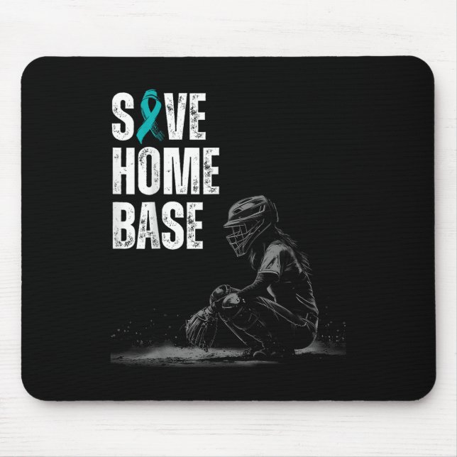 Save Home Base Baseball Player Ovarian Cancer Awar Mouse Mat (Front)