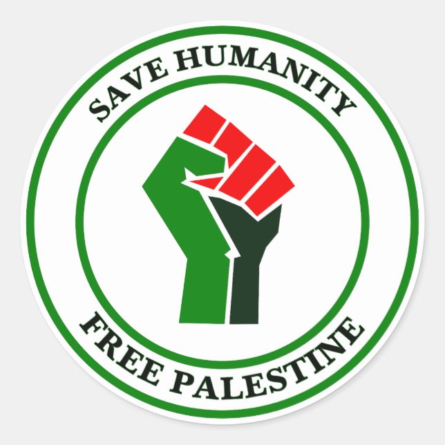 Save Humanity, Free Palestine, Classic Round Sticker (Front)