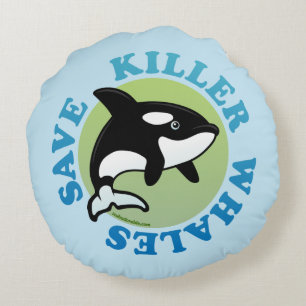 Save Killer Whales Round Cushion