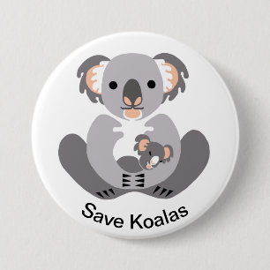 Save KOALAS- Endangered animal graphic 7.5 Cm Round Badge