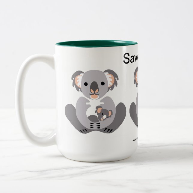  Save KOALAS -Endangered animal -Wildlife - Nature Two-Tone Coffee Mug (Left)