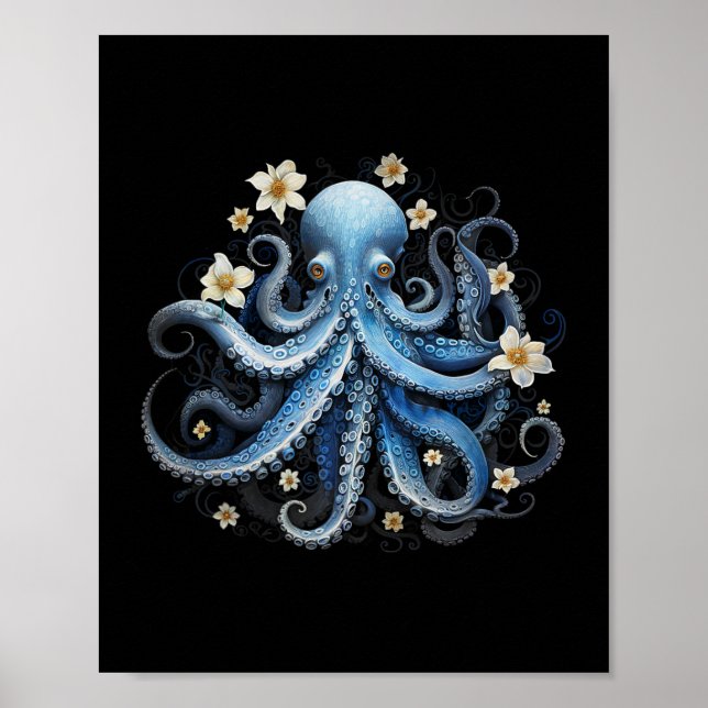 Save Kraken Blue Octopus Squid Sea Live Save Ocean Poster (Front)