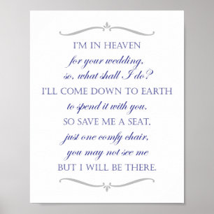 Save Me A Seat Navy Blue Wedding Memorial Chair Poster