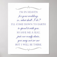 Save Me A Seat Navy Blue Wedding Memorial Chair