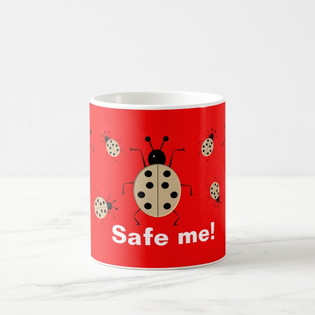 Save me! Cute colourful ladybugs,personalised Coffee Mug (Center)