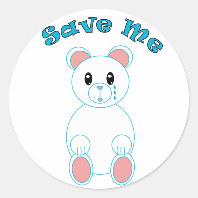 Save Me Polar Bear Sticker (Front)