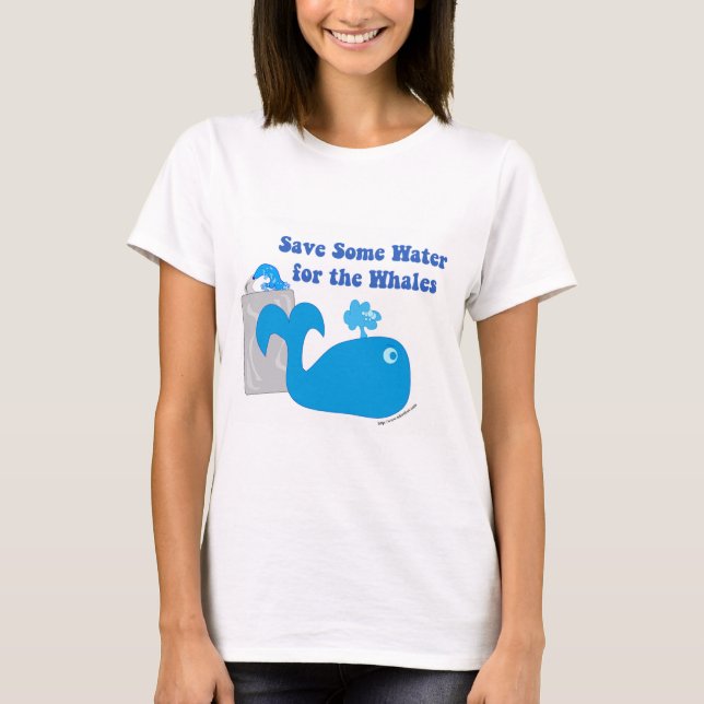Save Me Some Water Funny Whale Cartoon T-Shirt (Front)