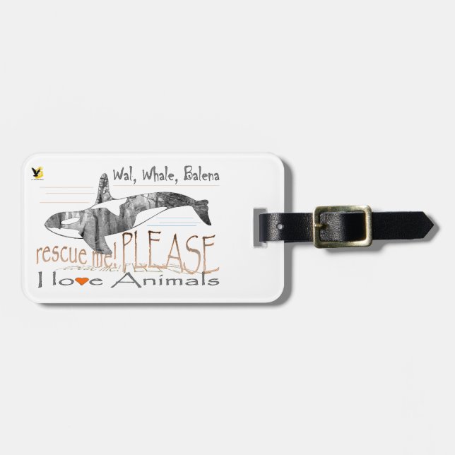 Save me whale luggage tag (Front Horizontal)