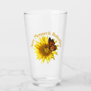 Save Monarch Butterflies, Monarch on a sunflower Glass