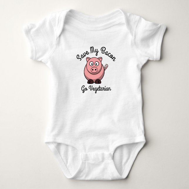 Save My Bacon Go Vegetarian Baby Bodysuit (Front)