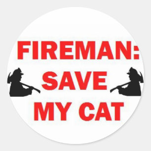 Save My Cat Fireman Classic Round Sticker