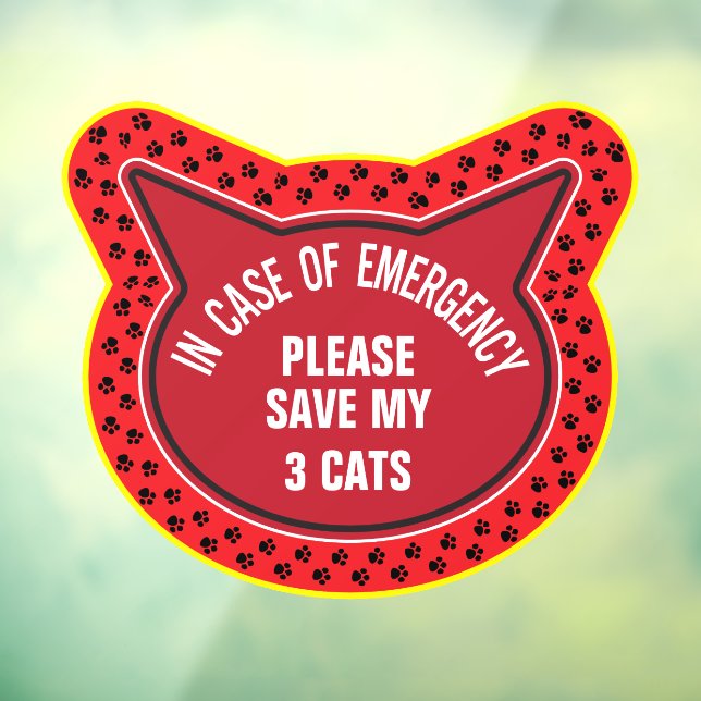 Save My Cat Safety Alert Custom First Responder  Window Cling (Sheet 3)