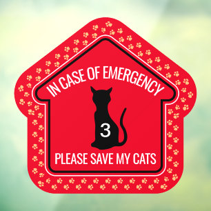 Save My Cats Safety Alert Custom First Responder Window Cling