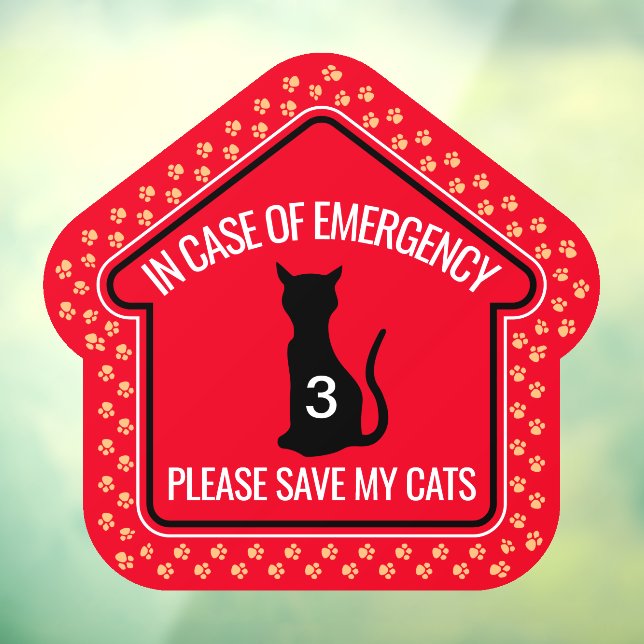 Save My Cats Safety Alert Custom First Responder  Window Cling (Sheet 3)