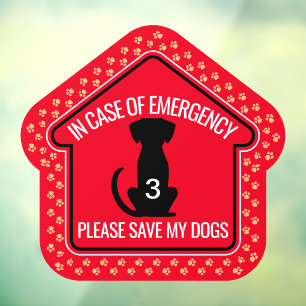 Save My Dogs Safety Alert Custom First Responder  Window Cling