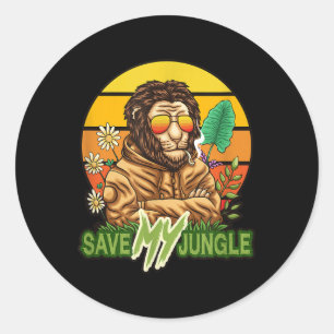 Save My Jungle - Lion Environmental Protection Nat Classic Round Sticker