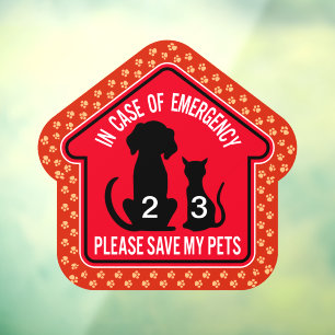 Save My Pet Safety Alert Custom First Responder Window Cling