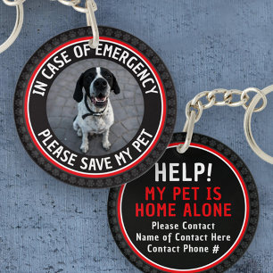 SAVE MY PET Safety Alert Custom Photo Modern  Key Ring