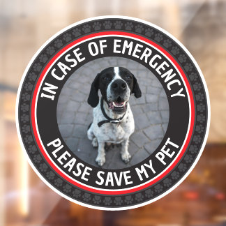 SAVE MY PET Safety Alert Custom Photo Modern  Window Cling