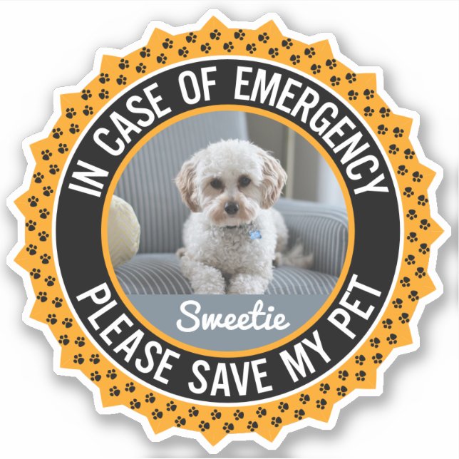 Save My Pet Safety Alert Name Photo Custom Colour (Front)