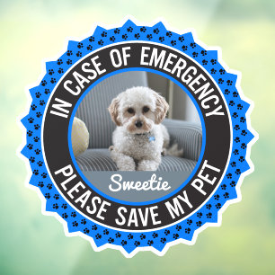 Save My Pet Safety Alert Name Photo Custom Colour Window Cling